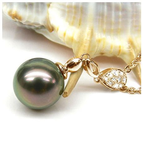 Pendentif Saria- Perle de Tahiti - Or jaune, diamants