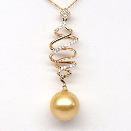 Pendentif tourbillon - Contes d'Aladin - Perle d'Australie dorée
