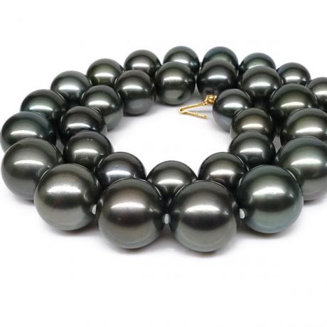 Collier perles Tahiti noires - Perle de culture Pacifique - 11/13mm
