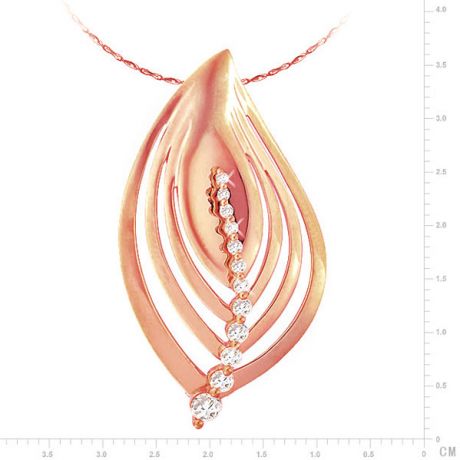 Pendentif - Or rose - Feuille - Diamants 0.29ct