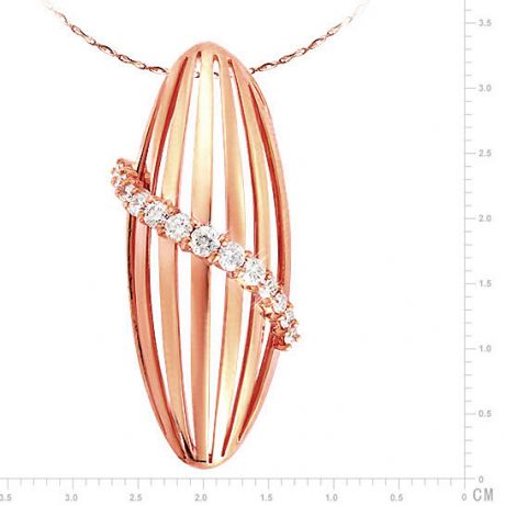 Pendentif courbes liées en or rose 18cts - Pavage diamants sensuel