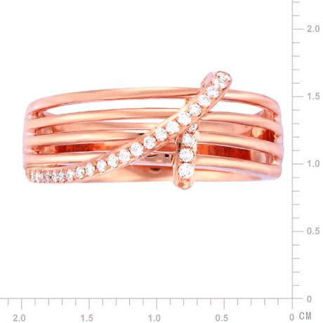 Bague 4 anneaux liés - Or rose - Diamants sertis grains