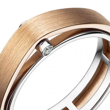 Bague double anneau pour homme - 2 Ors 18cts et diamants 0.025ct