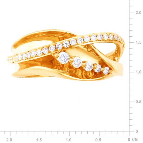 Fiançaille bague - Bague en or jaune 18cts - 35 Diamants de 0.33ct