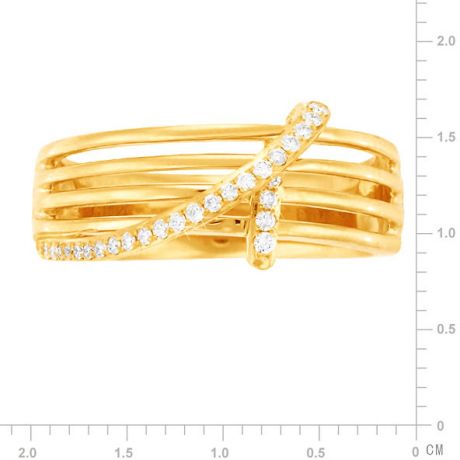 Bague 4 anneaux liés - Or jaune - Diamants sertis grains