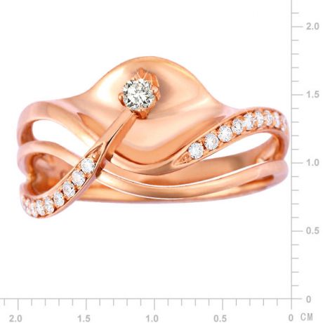 Bague or diamant - Or rose 18 carats - Diamants 0.109ct