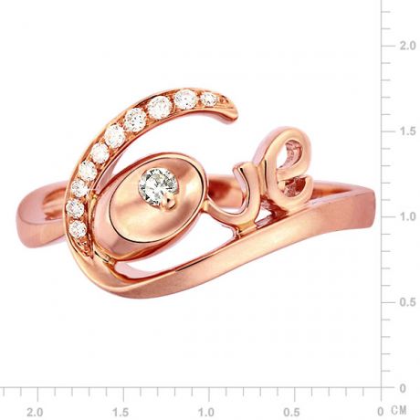Bague Love - Bague or rose originale 18cts - Diamants 0.095ct