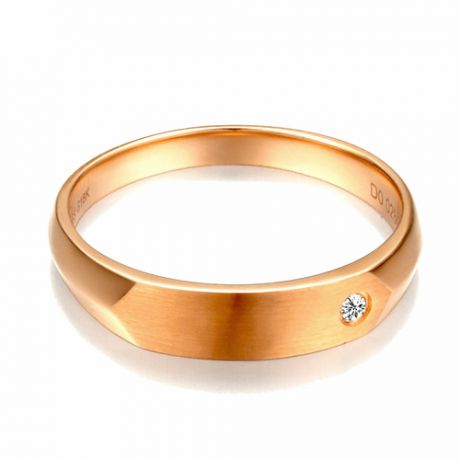 Alliance homme taillée en oblique - Or rose 750/1000, Diamant | Karasek