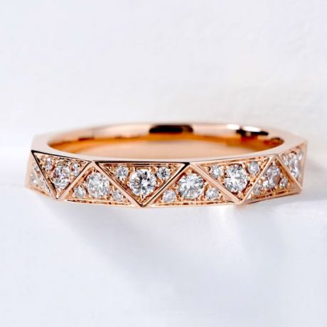 Alliance Triangulaire Or Rose 18 carats Diamants | Gemperles