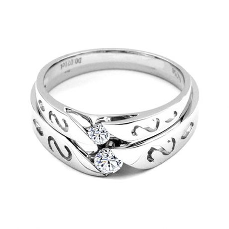 Mes alliances de mariage - Alliances Duo originales or blanc, diamants
