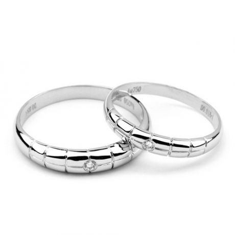 Alliance quadrillage - Or blanc, Diamant clos