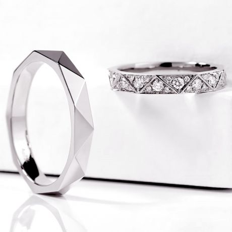 Alliances de Mariage Duo Triangulaire Platine