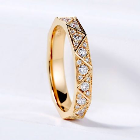 Alliance Triangulaire en Or Jaune 18 Carats & Diamant