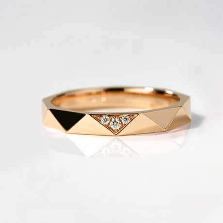 Alliance Triangulaire Homme Or Jaune 18cts et Diamants