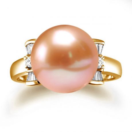 Bague noeud - Or jaune et diamants avec une perle de culture rose