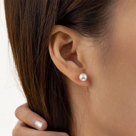 Boucles d'oreilles perles Akoya - 7/7.5mm - GEMME - Or blanc