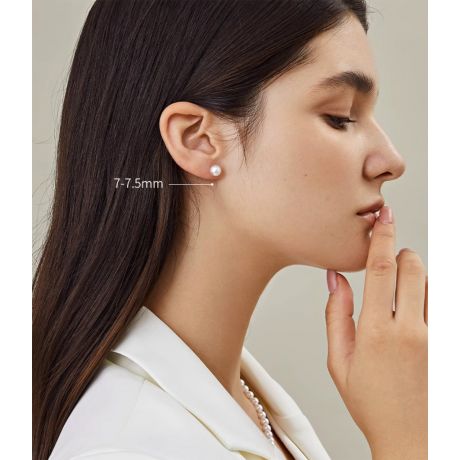 Boucles d'oreilles perles Akoya blanches - 7/7.5mm - AAA - Or jaune