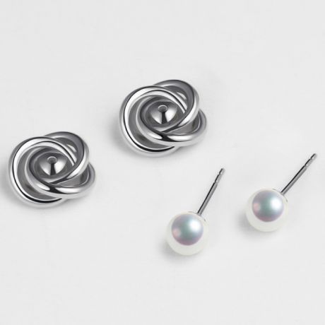 Boucles oreilles Chiyoko Or blanc. Perles Akoya Japon 6/6.5mm AAA