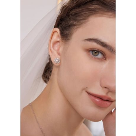 Boucles d'Oreilles Géométria Préciosa - Perles Akoya, Diamants, Or blanc