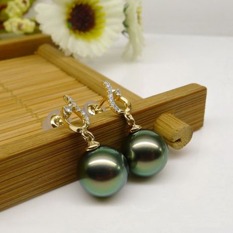 Boucles d'oreilles classiques - Perles de Tahiti 10-11mm GEMME - Or jaune