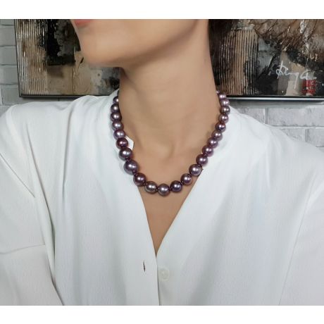 Collier perles de culture lavande, AA 12/15mm I Arletty