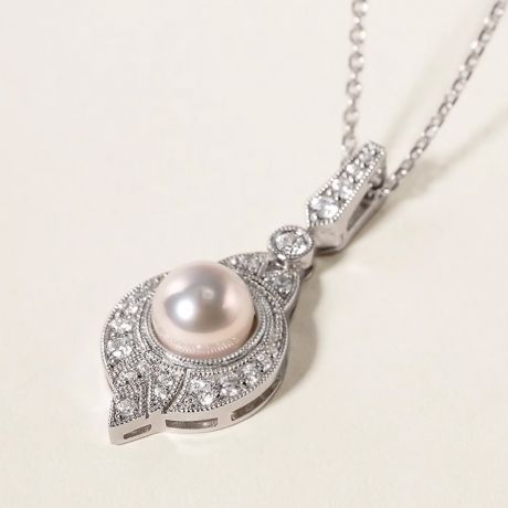 Pendentif Perle Akoya Style Art Déco 18cts