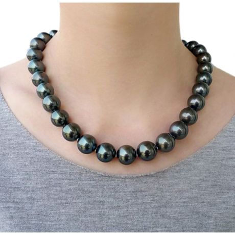 Collier en perles noires de Tahiti - 12/14.5mm, AAB