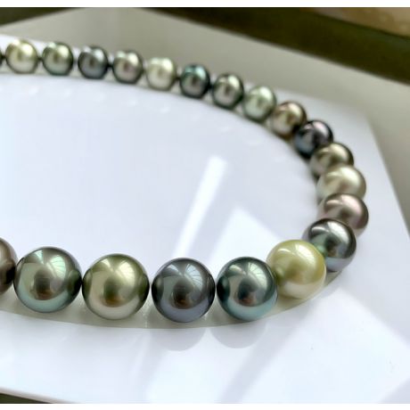 Collier perles de Tahiti multicolores - 13/14mm - AAA