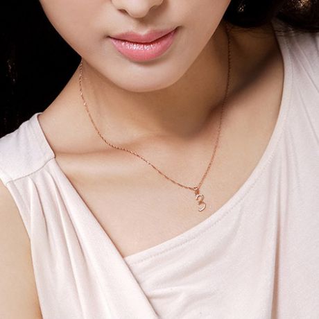 Pendentif chiffre 3 - Or rose 18cts - Diamants 0.065ct