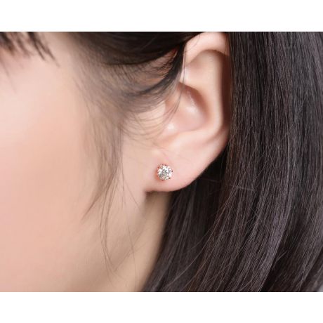Puces diamants 0.50ct. Or rose. Carat personnalisable