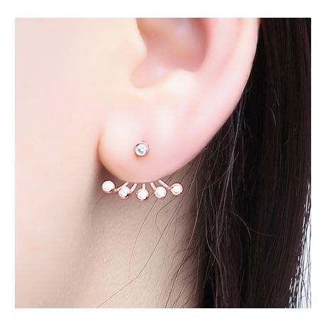 Puces et pendants or rose diamants. Tentacules