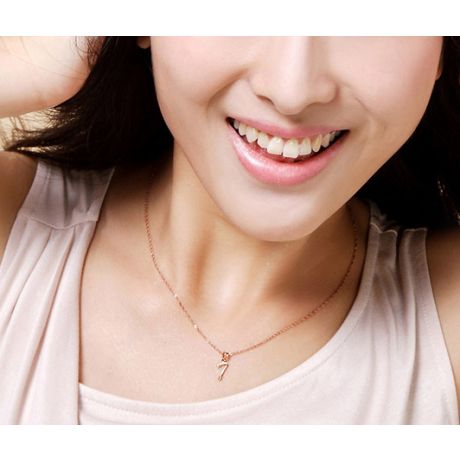 Pendentif chiffre 7 - Or rose 18cts - Diamants 0.01ct