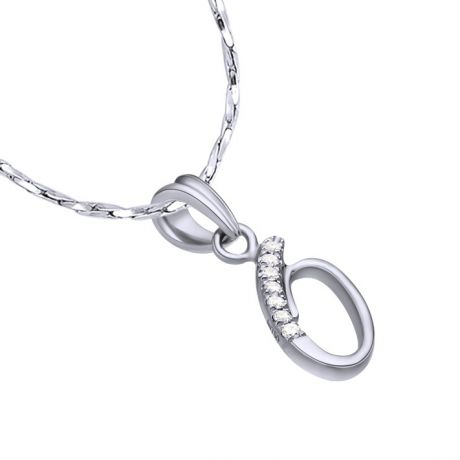 Pendentif chiffre 0 - Or blanc 18cts et diamants 0.035ct
