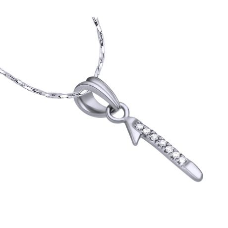 Pendentif chiffre 1 - Or blanc 18cts - Diamants 0.035ct