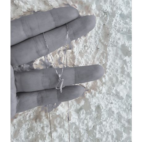 Pendentif chiffre 4 - Or blanc 18cts - Diamants 0.015ct