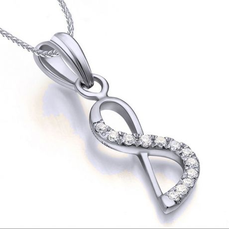 Pendentif chiffre 8 - Or blanc 18cts - Diamants 0.024ct