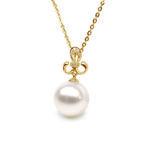 Pendentif armoiries noblesse - Or jaune, diamants - Perle blanche