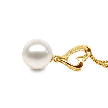 Pendentif cœur de Cupidon or jaune - Perle de culture