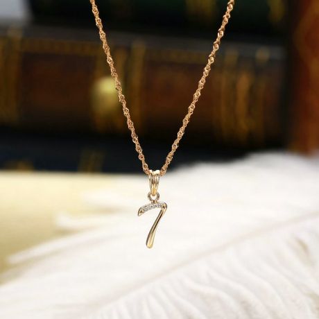 Pendentif chiffre 7 - Or jaune 18cts - Diamants 0.01ct