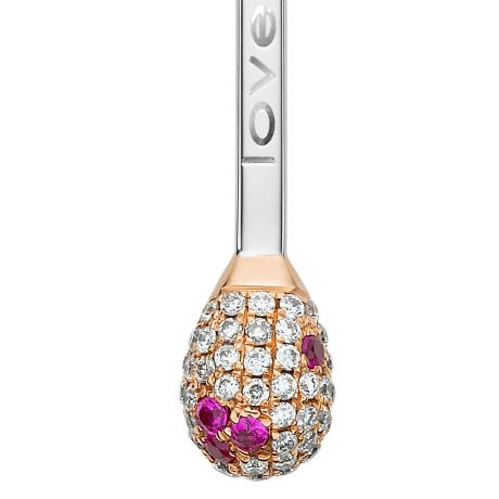Pendentif passion 2 ors - Allumette Love on Fire - Diamants, rubis