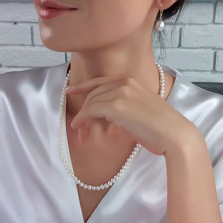 Collier perles de culture blanches Mariage 5/5.5mm, AA+