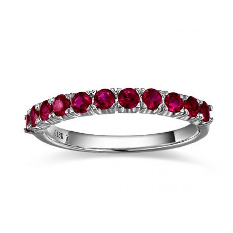 Bague rubis demi tour or blanc - Anneau type alliance