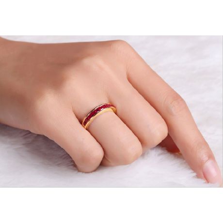 Alliance demi-tour Or jaune - Rubis sertis rails 1.20 carats