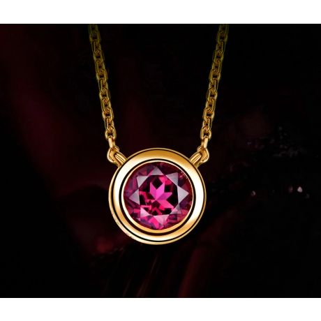 Collier pendentif solitaire rubis Or jaune