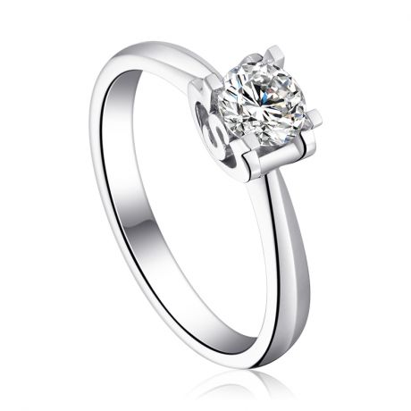 Bague avec initiale S - Solitaire or blanc diamant | Gemperles