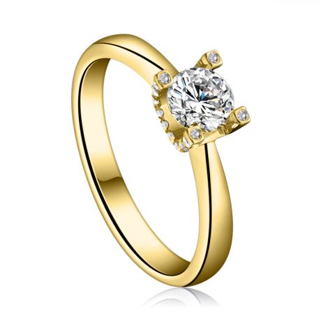 Bague lettre de l'alphabet - Initiale U ou C - Or jaune, diamants | Gemperles