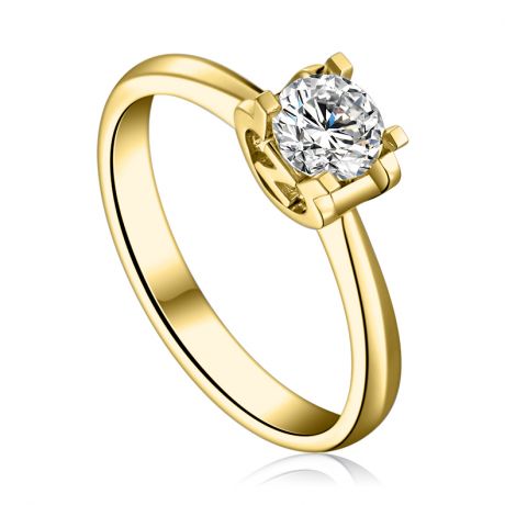 Bague lettre Z en or jaune et diamant 0.25ct | Gemperles