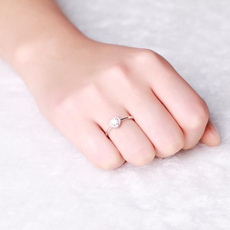Solitaire Mon Coeur de Diamant - Or Blanc & Diamants Pavés | Gemperles
