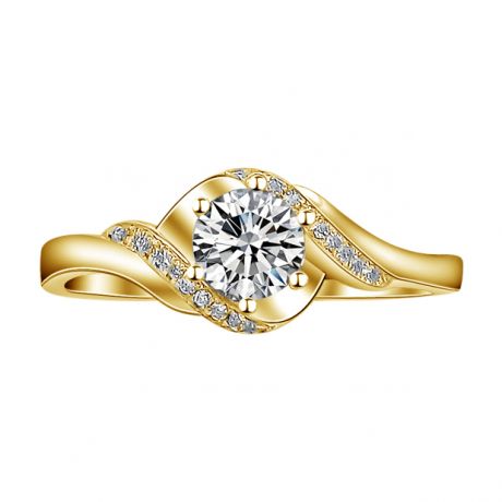 Bague Solitaire Enlacée - Bague Elliptique Or Jaune & Diamants
