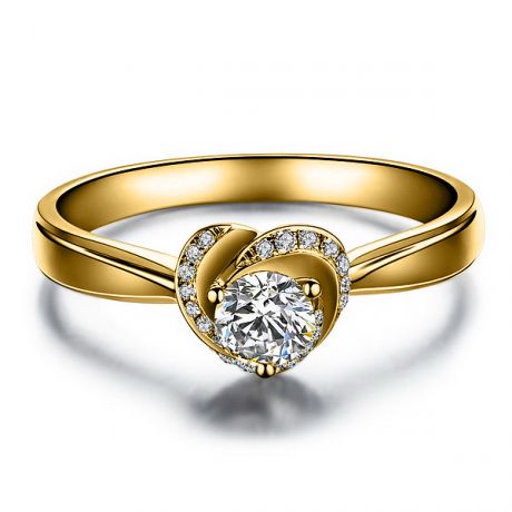 Solitaire Mon Coeur de Rose - Bague Or Jaune & Diamants | Gemperles